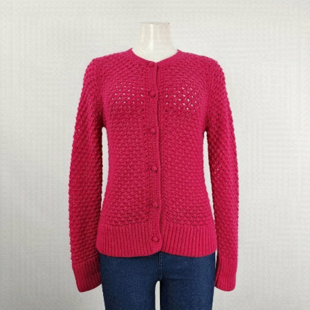 𝅺l.l Bean Pink Wool Angora Open Knit Cardigan Size S